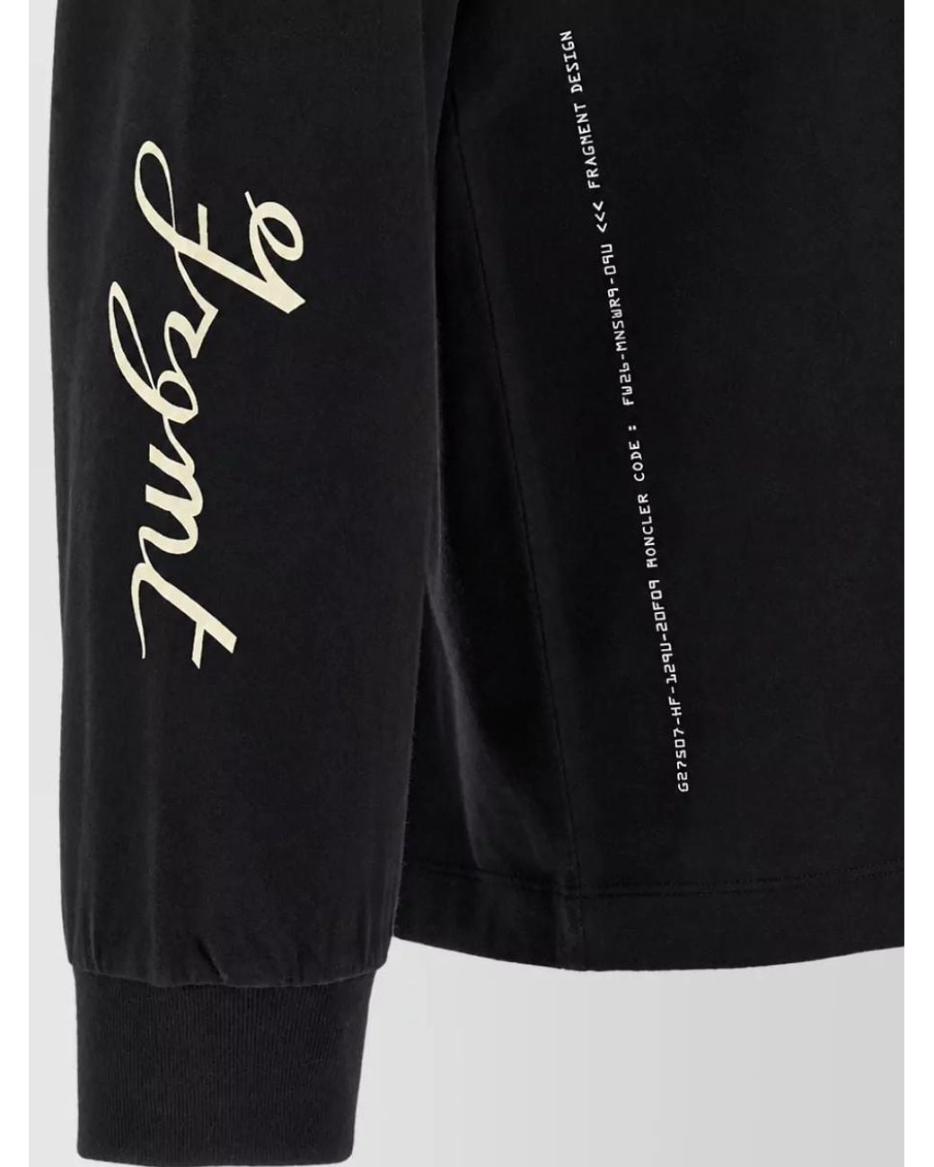 Moncler Genius Black Cotton Printed Long Sleeve T Shirt for men