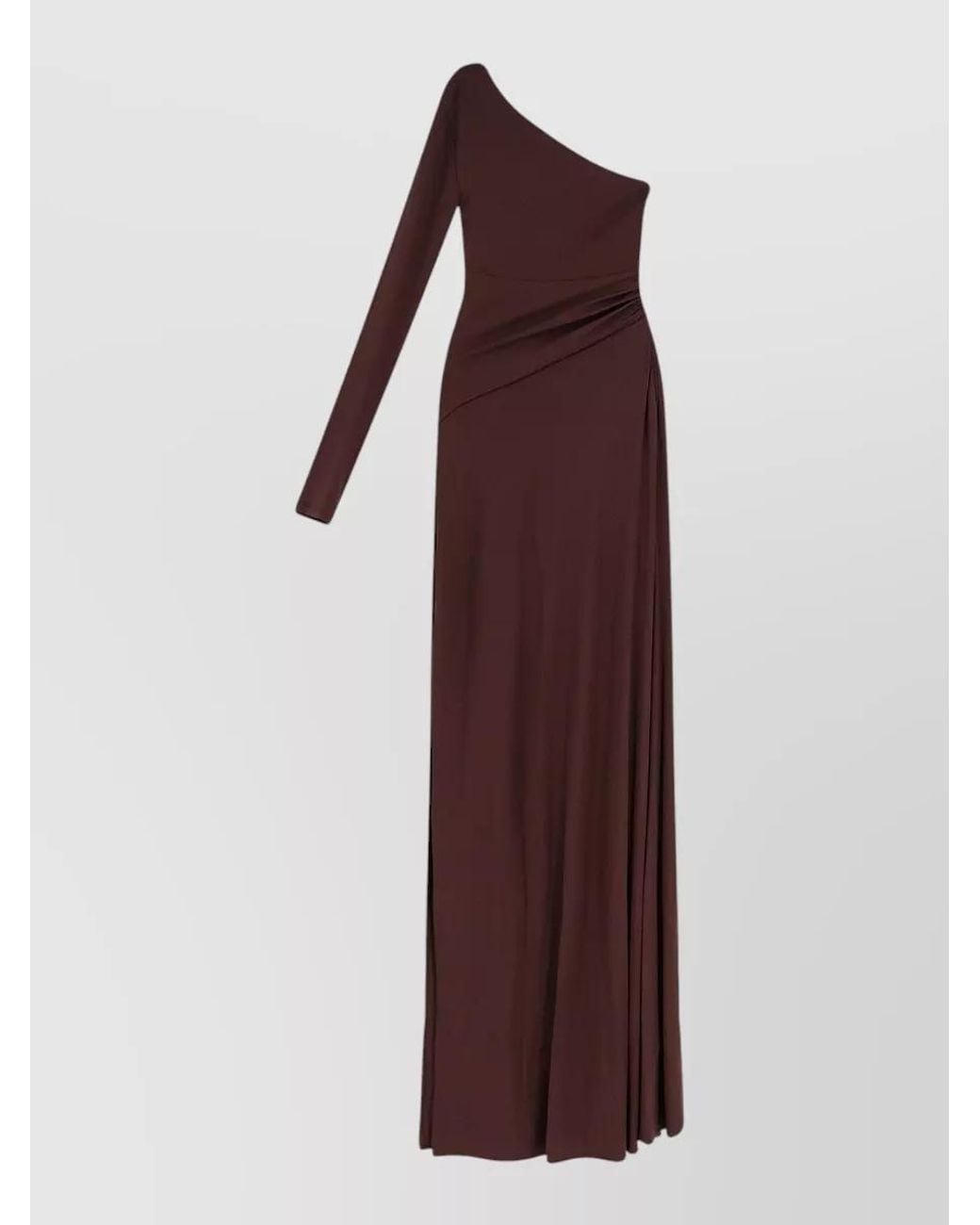 Elisabetta Franchi Purple Viscose One-Shoulder Draped Maxi Dress