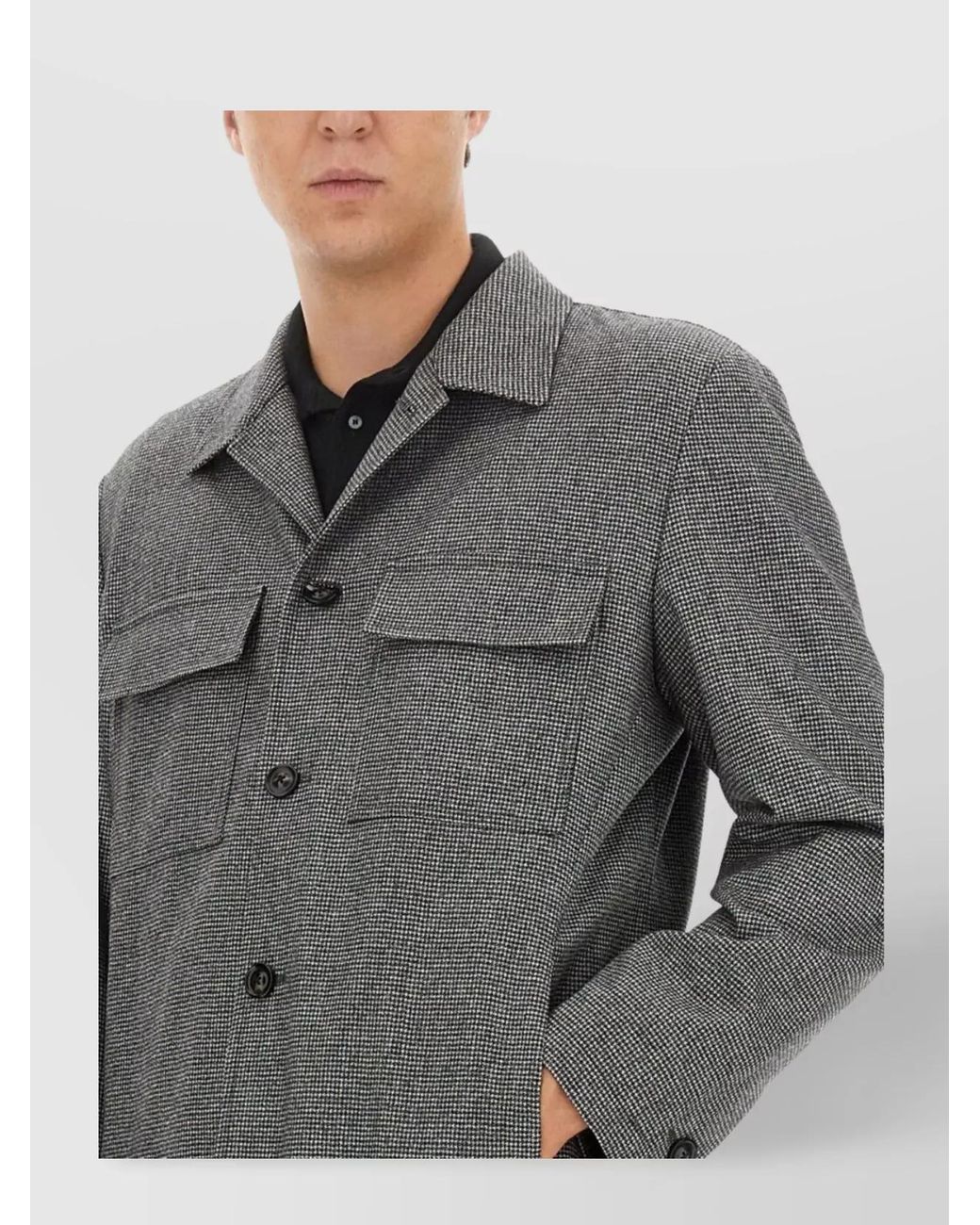 Lardini Gray Wool Shirt Jacket for men