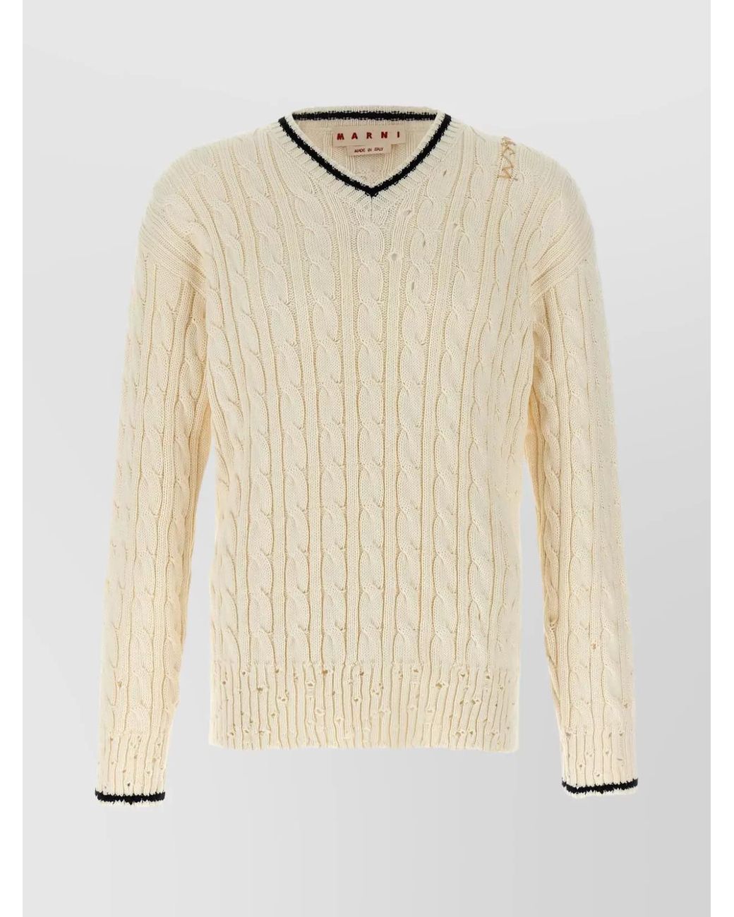 Marni Natural V-Neck Cotton Sweater for men