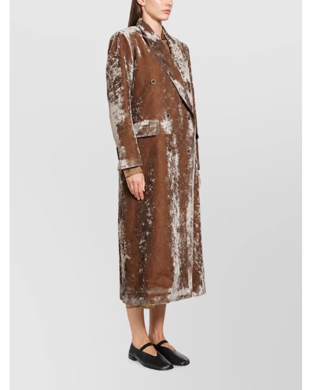 Uma Wang Natural Velvet Double-Breasted Coat