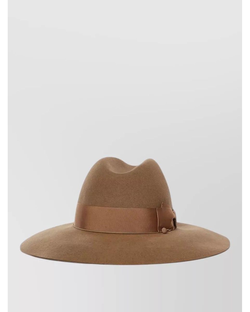 Borsalino Brown Rabbit Fur Wide Brim Fedora Hat
