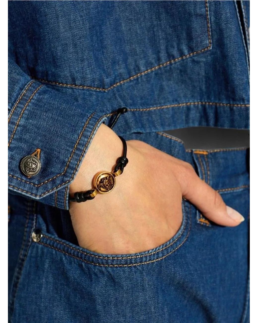 Versace Multicolor Leather Knotted Bracelet