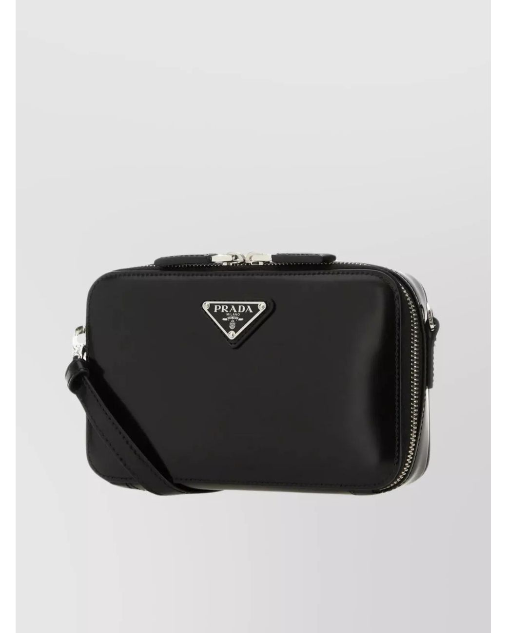 Prada Black Leather Brique Crossbody Bag for men