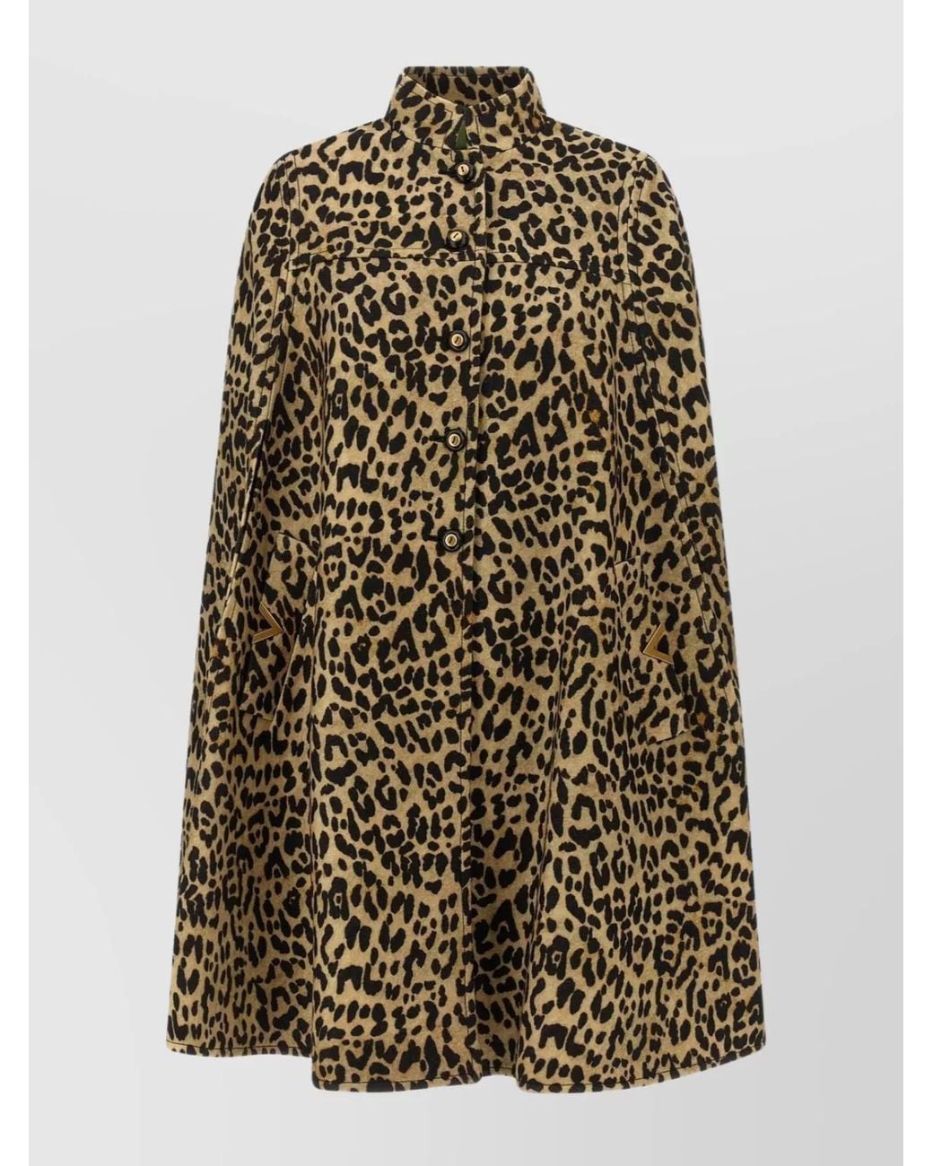 Valentino Garavani Multicolor Wool Leopard Print Cape