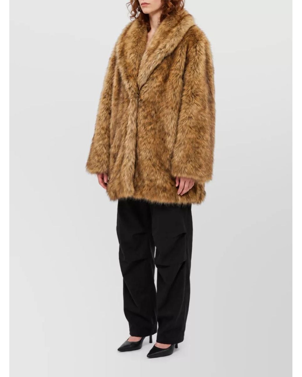Frankie Shop Brown Faux Fur Relaxed-Fit Short Coat