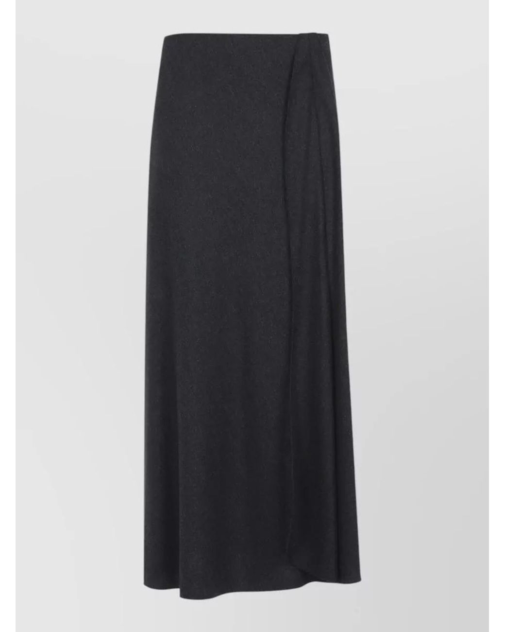 Giorgio Armani Black Cashmere High-Rise Asymmetric Draped Midi Skirt