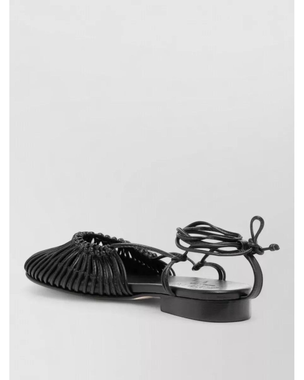 Hereu Black Lamb Leather Knotted Ballerina Shoes