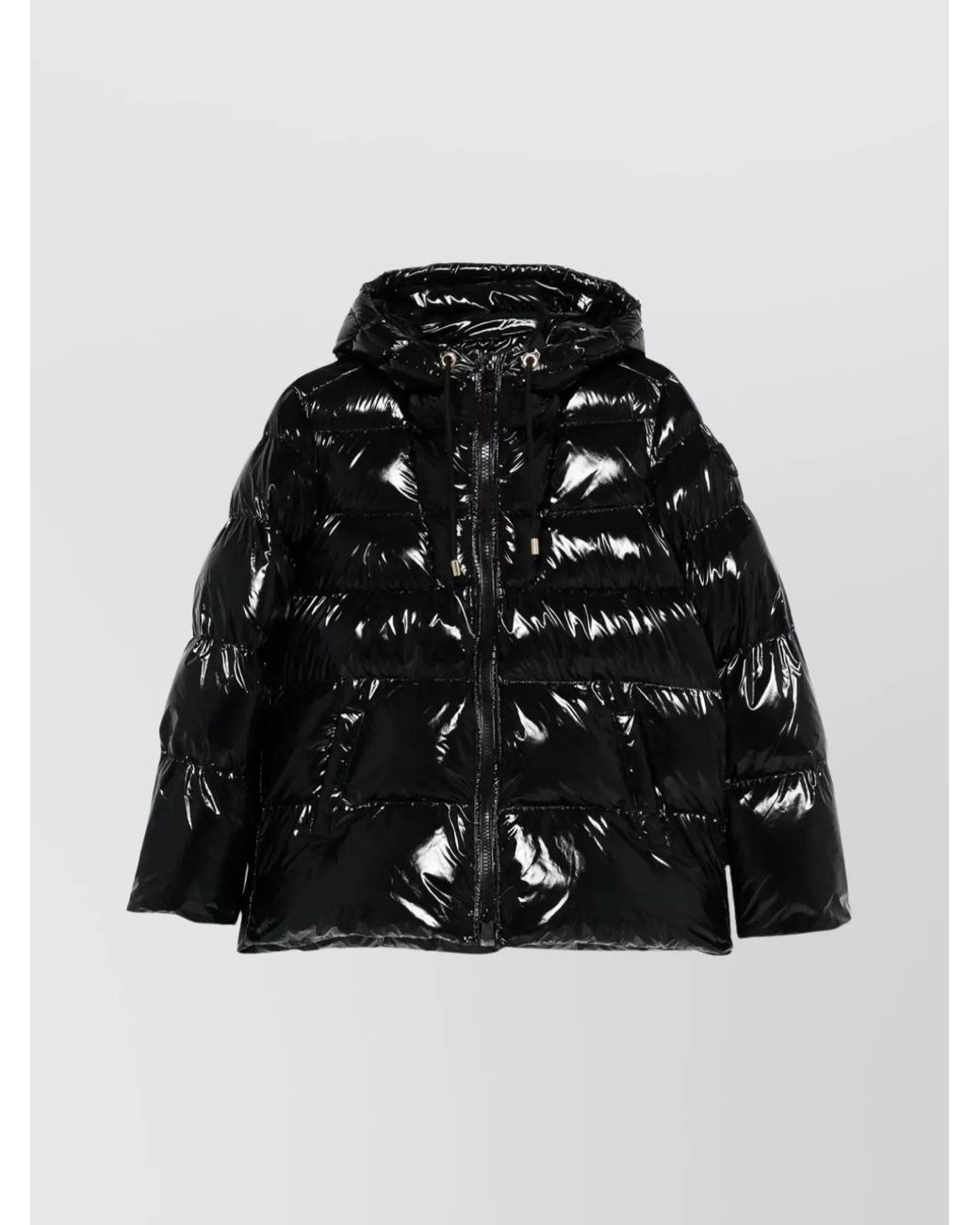 Pinko Black Glossy Hooded Down Puffer Jacket