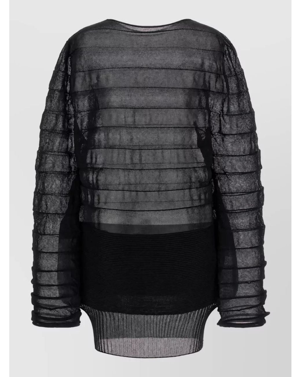 Issey Miyake Black Moving Knit Asymmetric Long-Sleeve Top