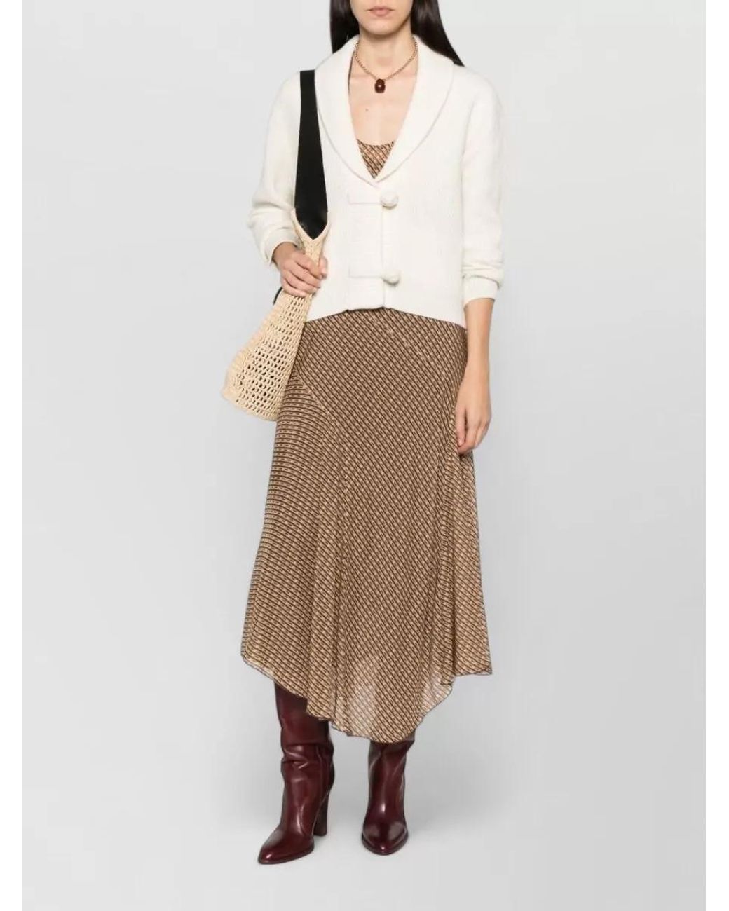 Forte_forte Natural Ribbed Cashmere Blend Shawl Collar Cardigan