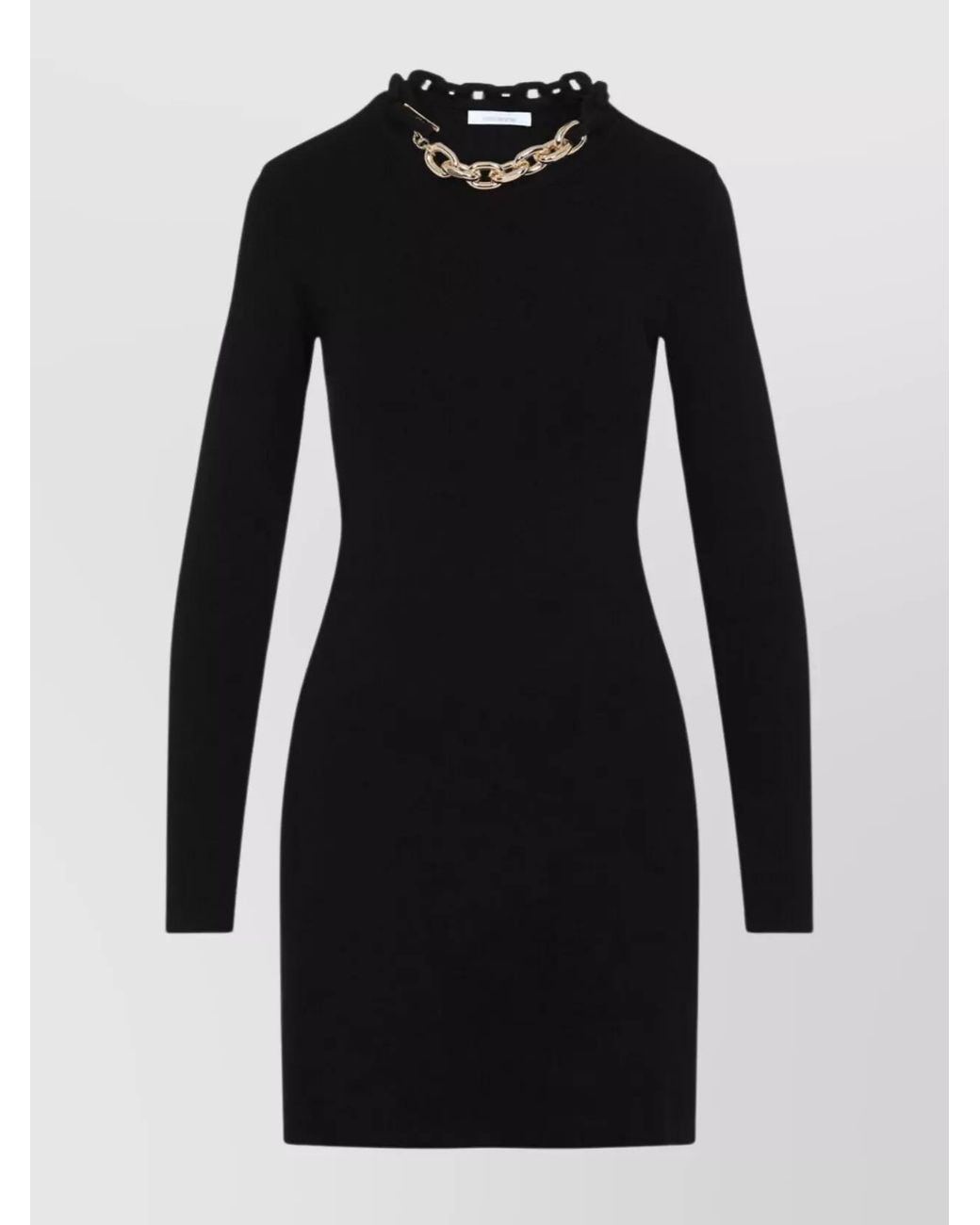 Rabanne Black Silk Slim-Fit Long-Sleeve Mini Dress