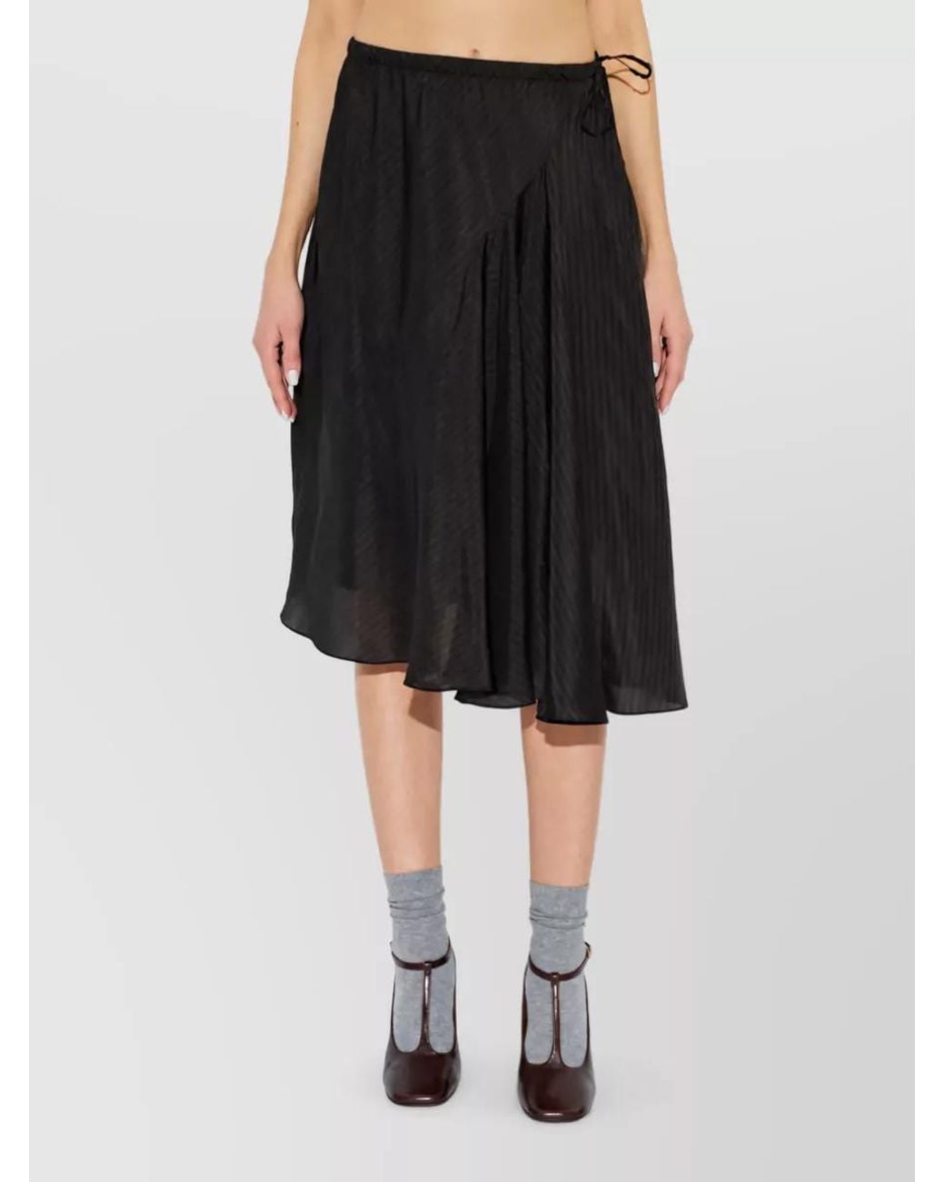 Dries Van Noten Black Cupro A-Line Skirt