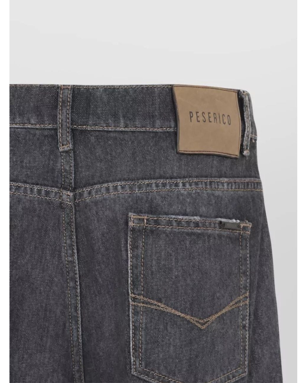 Peserico Gray High-Rise Wide-Leg Denim Jeans