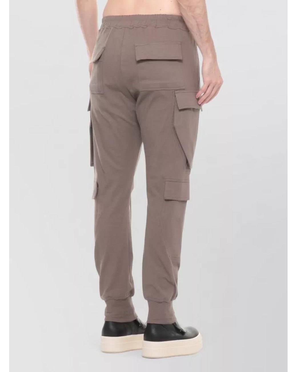 Rick Owens Gray Cotton Straight-Leg Cargo Track Pants for men