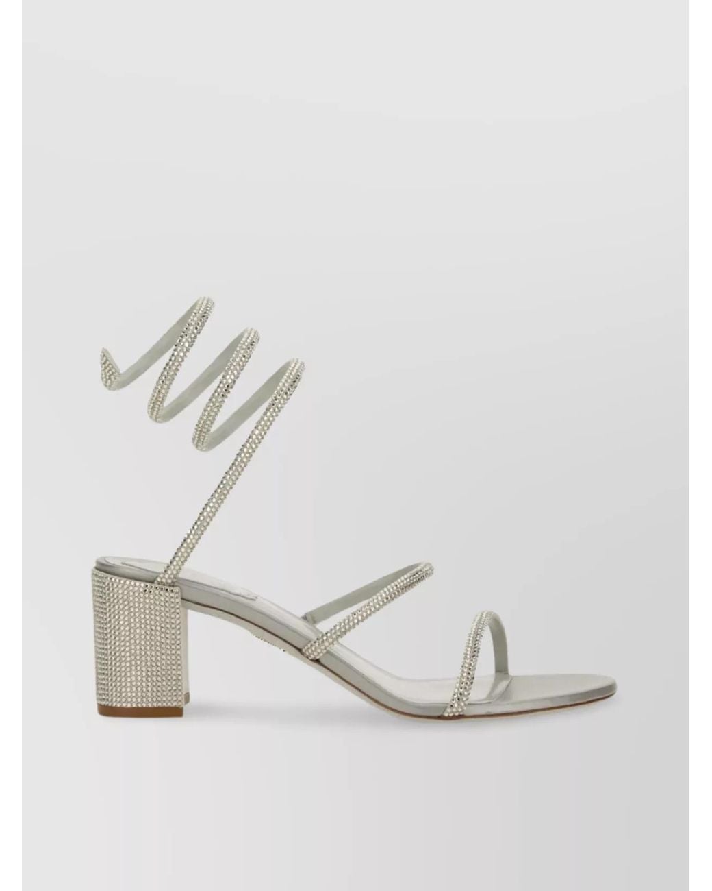 Rene Caovilla White Crystal-Embellished Satin Sandals