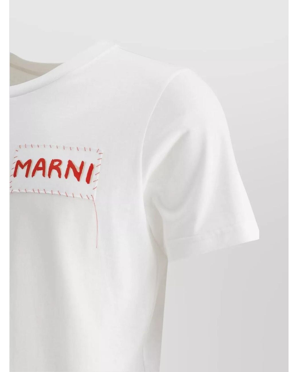 Marni White Cotton Logo Print T-Shirt for men