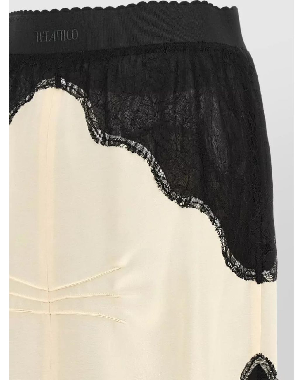 The Attico Black Lace Insert Midi Skirt