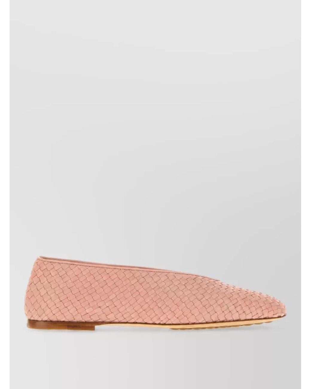 Bottega Veneta Pink Leather Ballerina Shoes