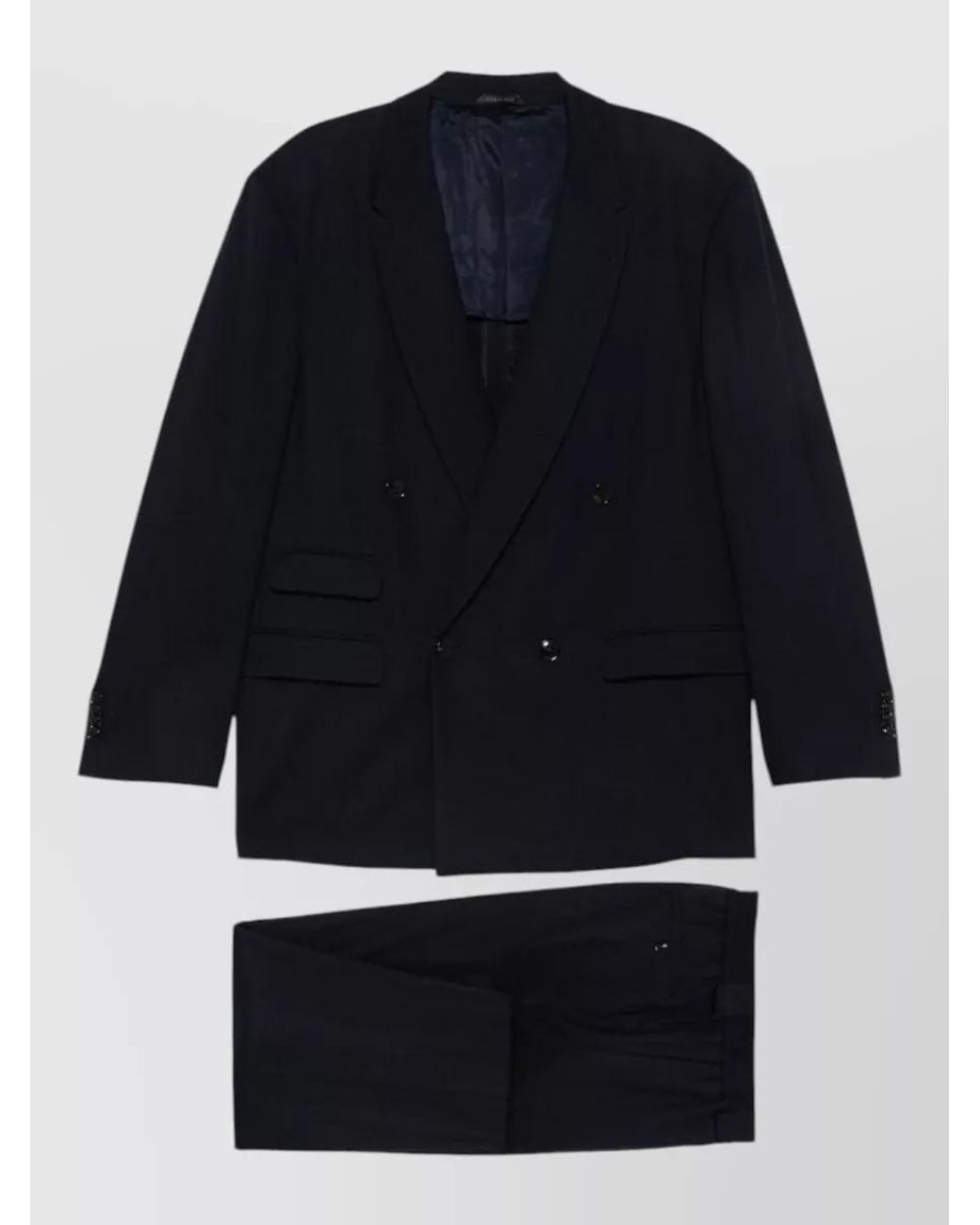 Giorgio Armani Blue Wool Double-Breasted Coat for men