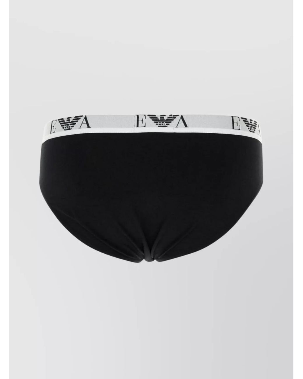 Emporio Armani Black Stretch Cotton Brief Set With Elastic Waistband for men