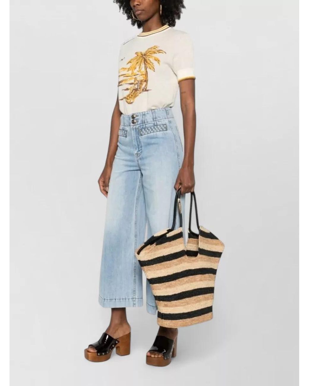 Zimmermann Natural Striped Raffia Beach Bag