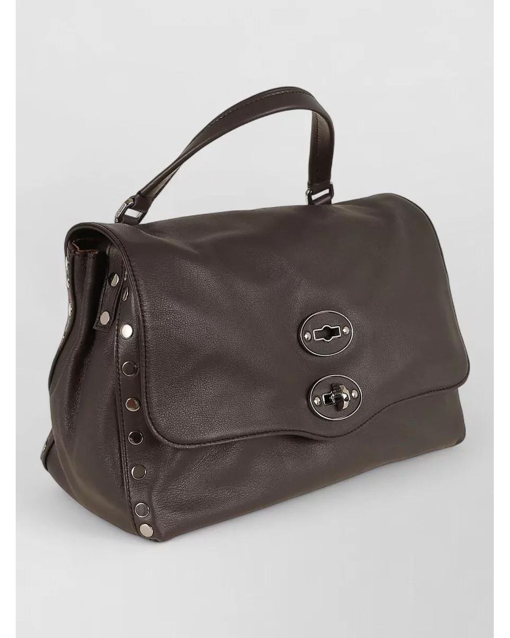 Zanellato Brown Leather Studded Shoulder Bag