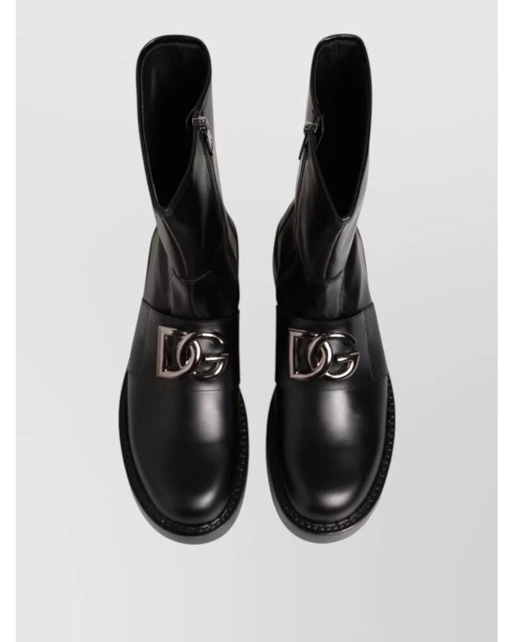 Dolce & Gabbana Black Leather Mid-Calf Biker Boots for men