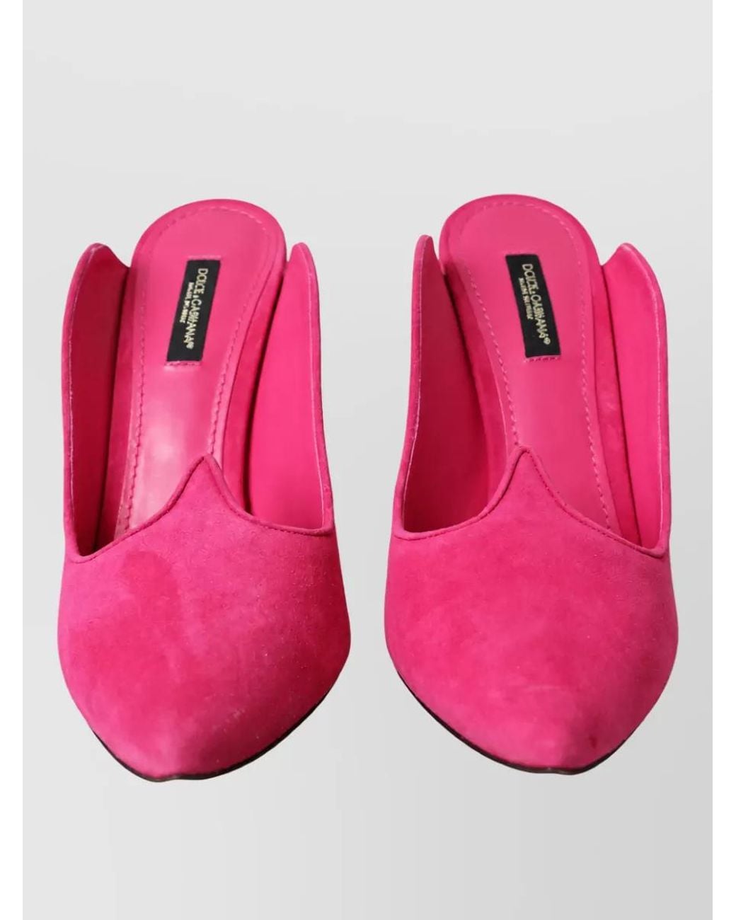 Dolce & Gabbana Pink Suede Leather High-Heel Mules