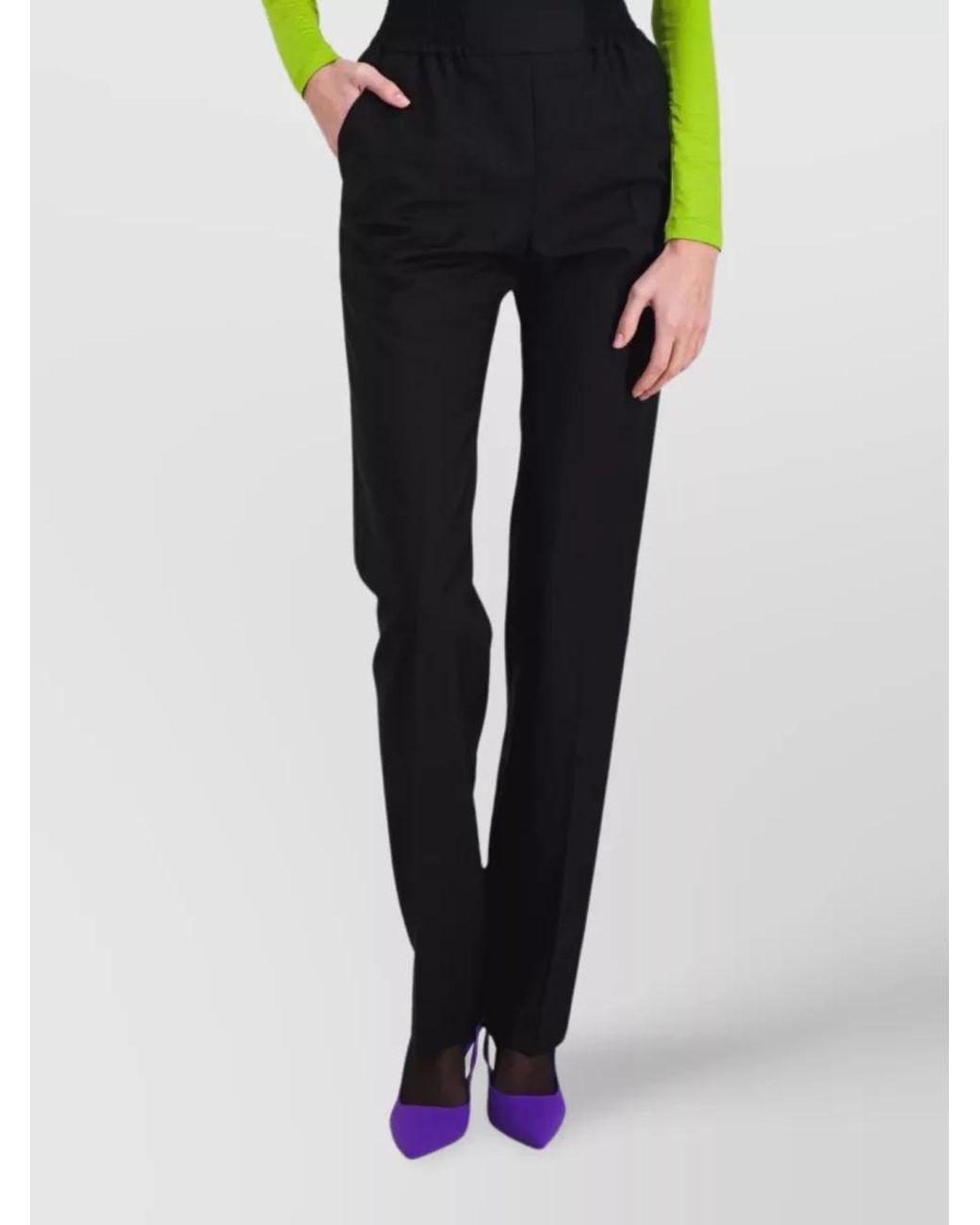 Atlein Black Wool High-Rise Straight-Leg Tailored Trousers