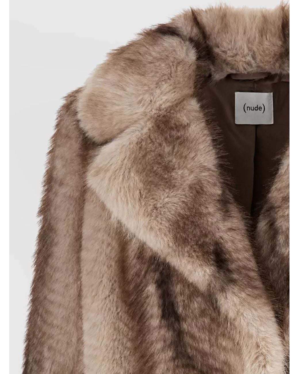 Nude Brown Faux Fur Coat