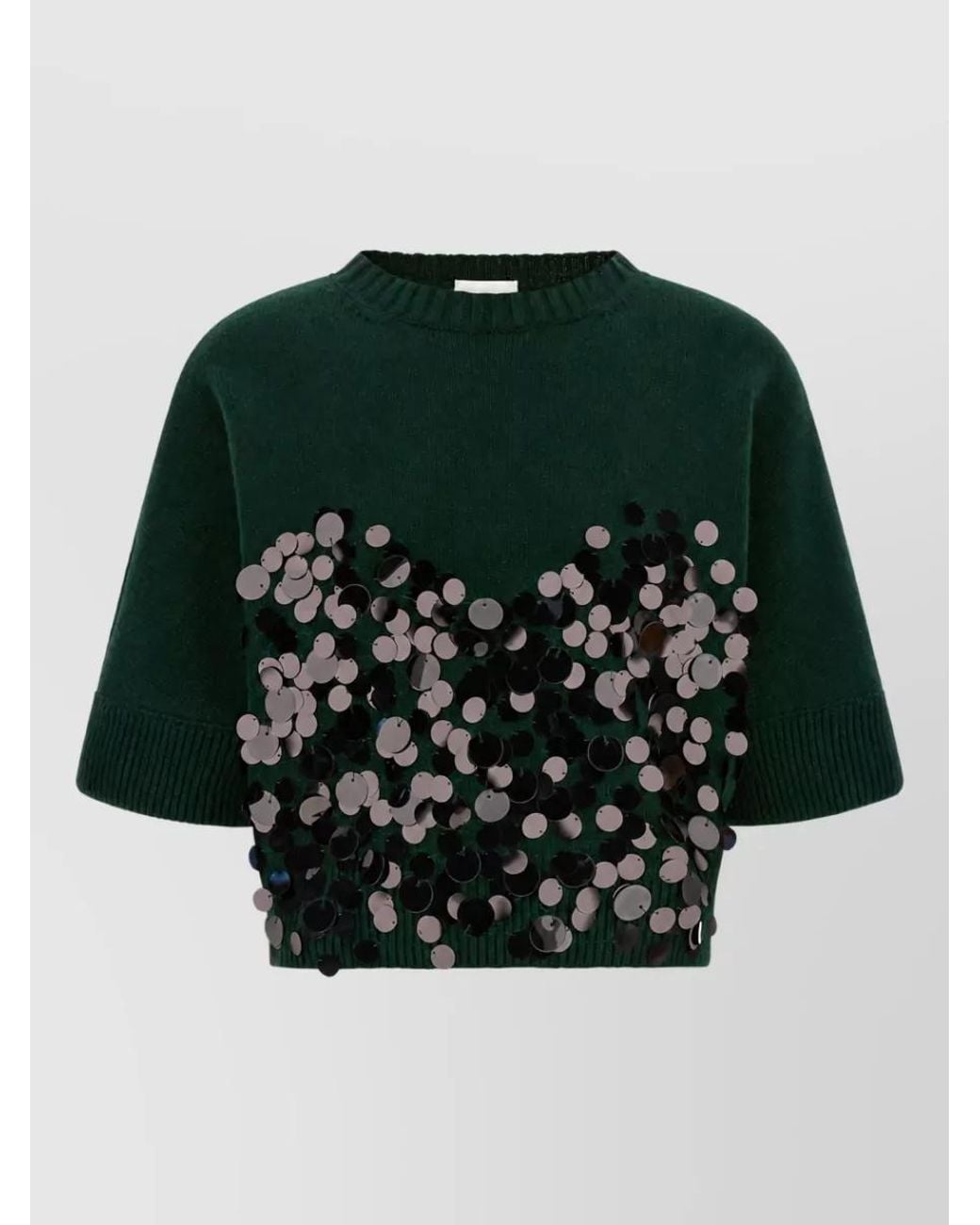 Nude Black Sequin Cropped Sweatshirt