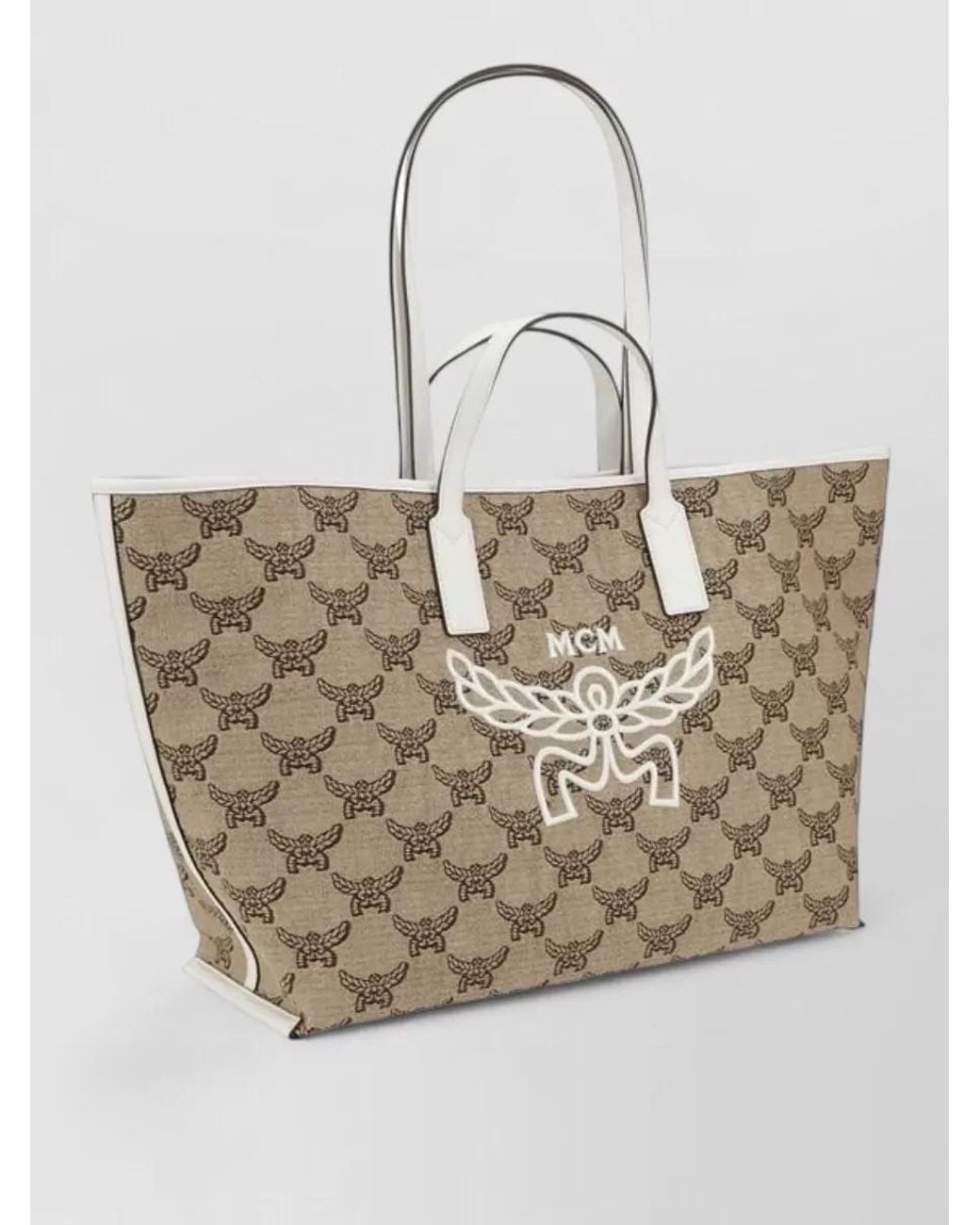 MCM Natural Medium Himmel Calf Leather Tote Bag