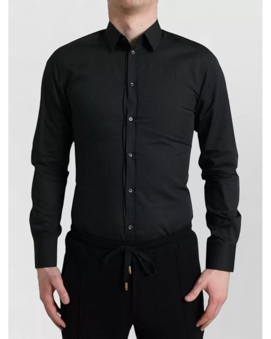 Dolce & Gabbana Black Silk Blend Formal Dress Shirt for men