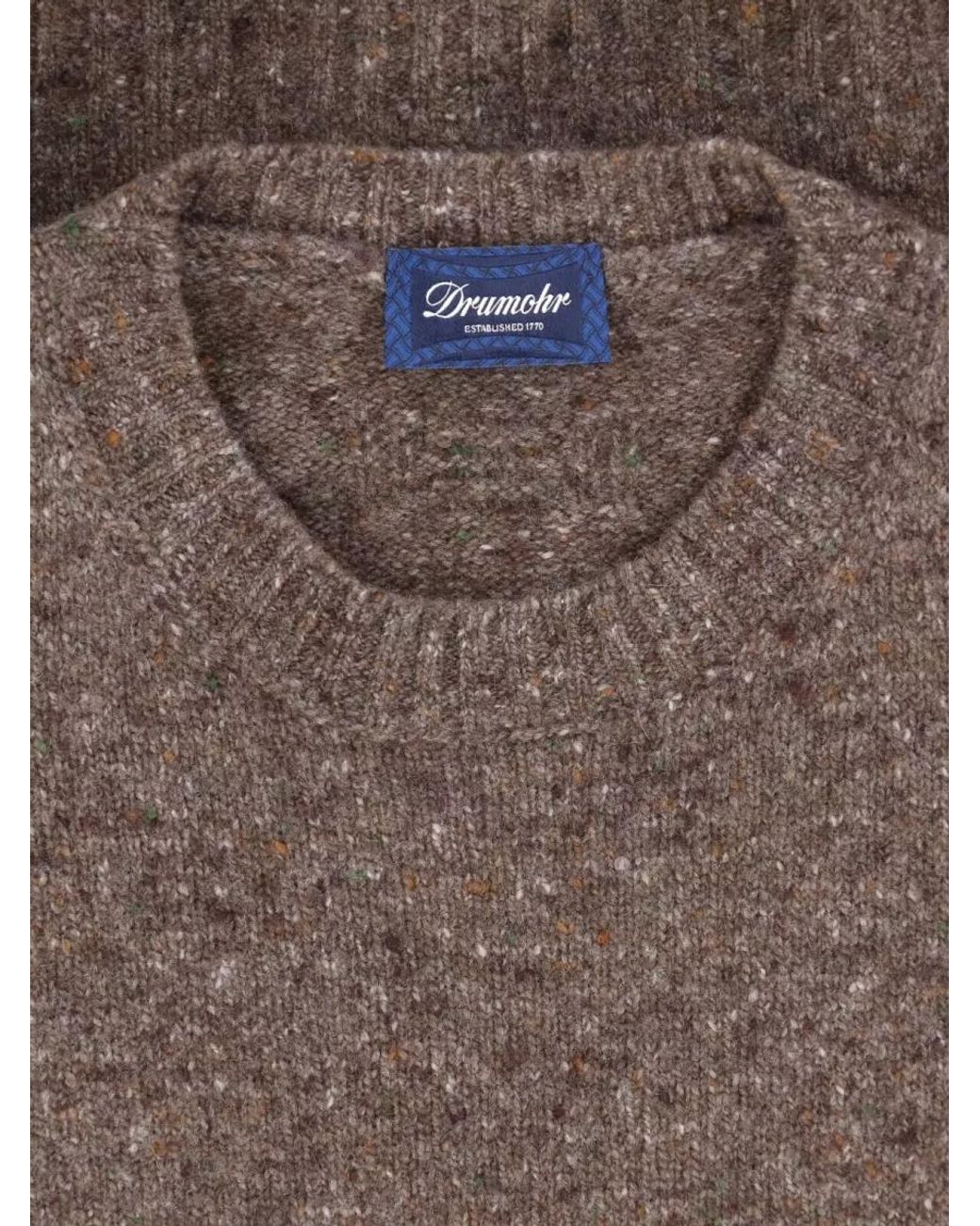 Drumohr Gray Cashmere Virgin Wool Crewneck Jumper for men
