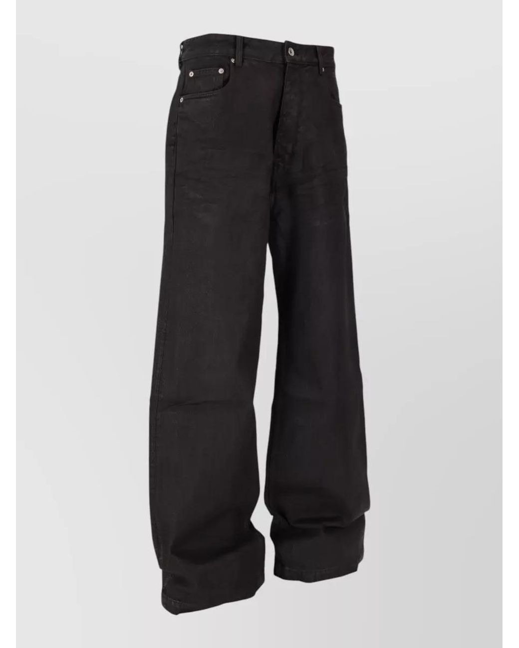 Rick Owens Black Cotton Wide-Leg Jeans for men