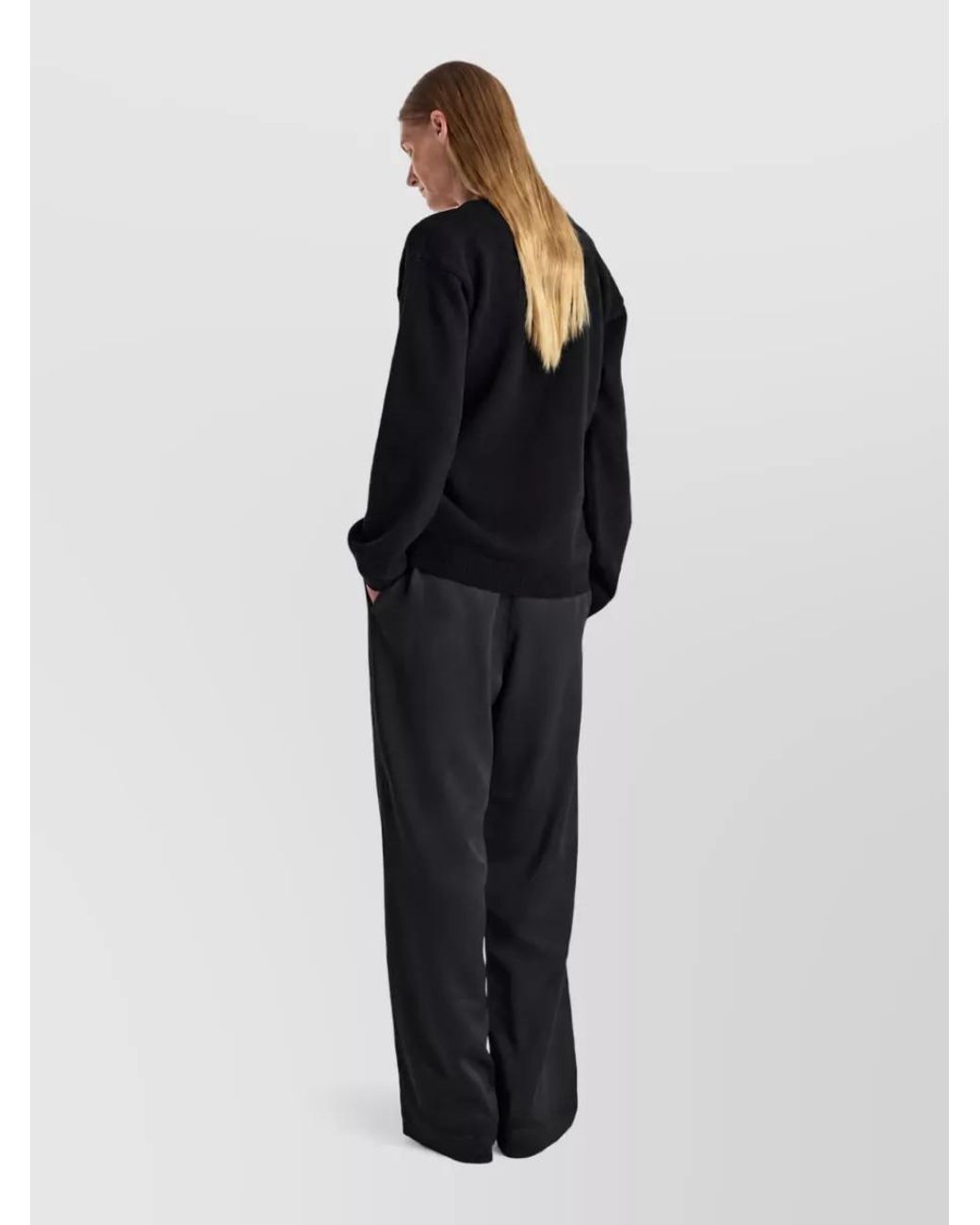 Rohe Black Cashmere Wool Off-Shoulder Relaxed-Fit Cardigan