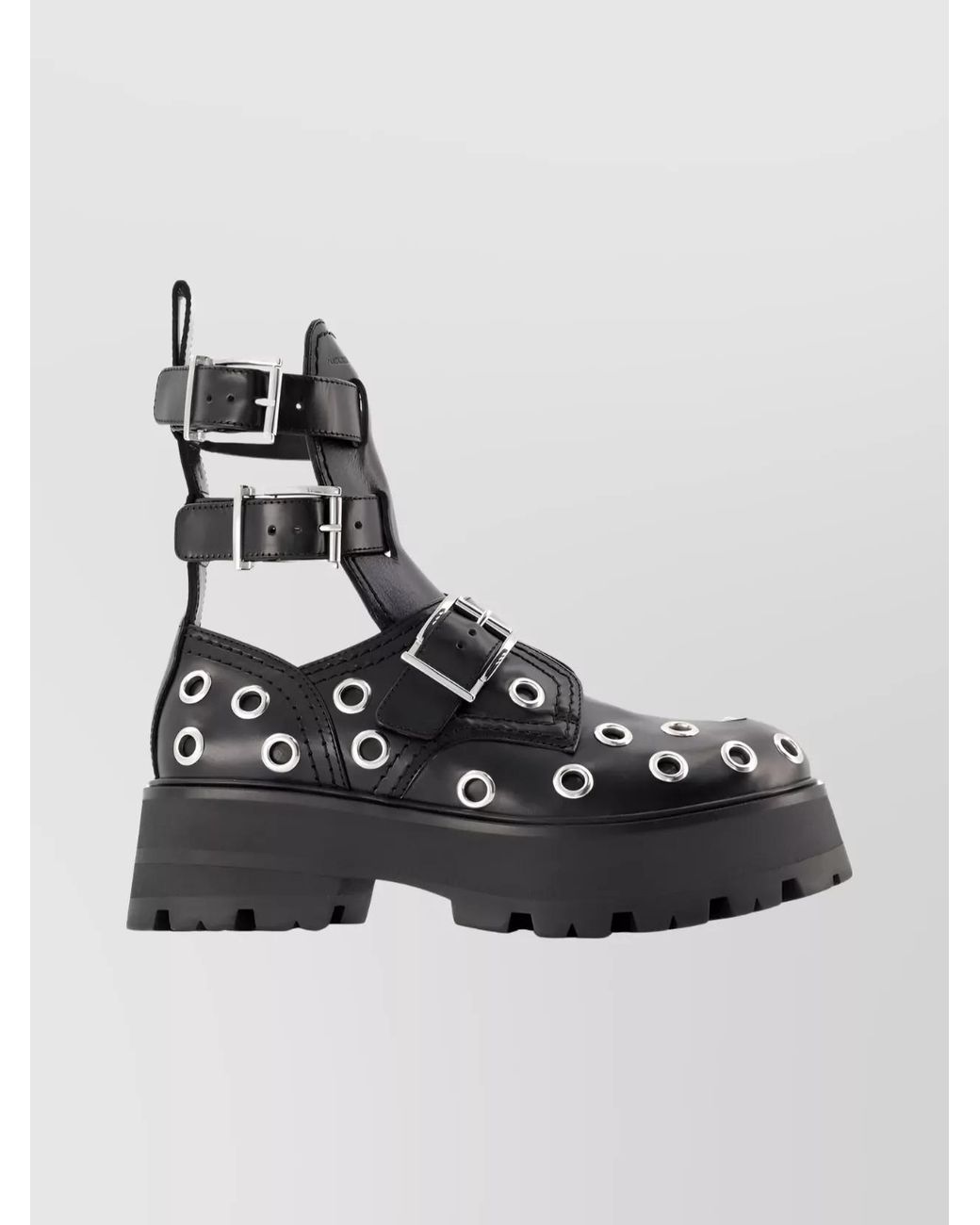 McQueen Black Leather Ankle Boots