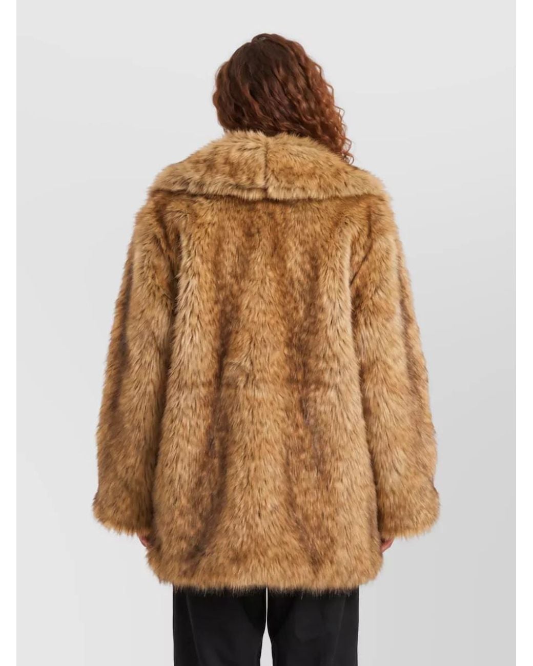 Frankie Shop Brown Faux Fur Relaxed-Fit Short Coat