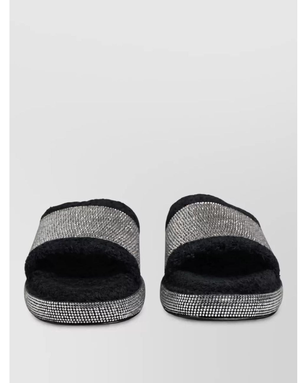 Dolce & Gabbana Black Crystal Embellished Platform Slippers