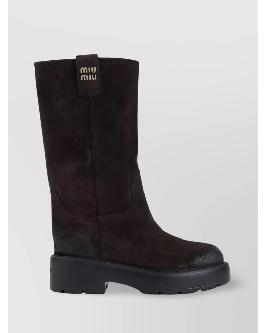 Miu Miu Black Suede Calf-Length Boots