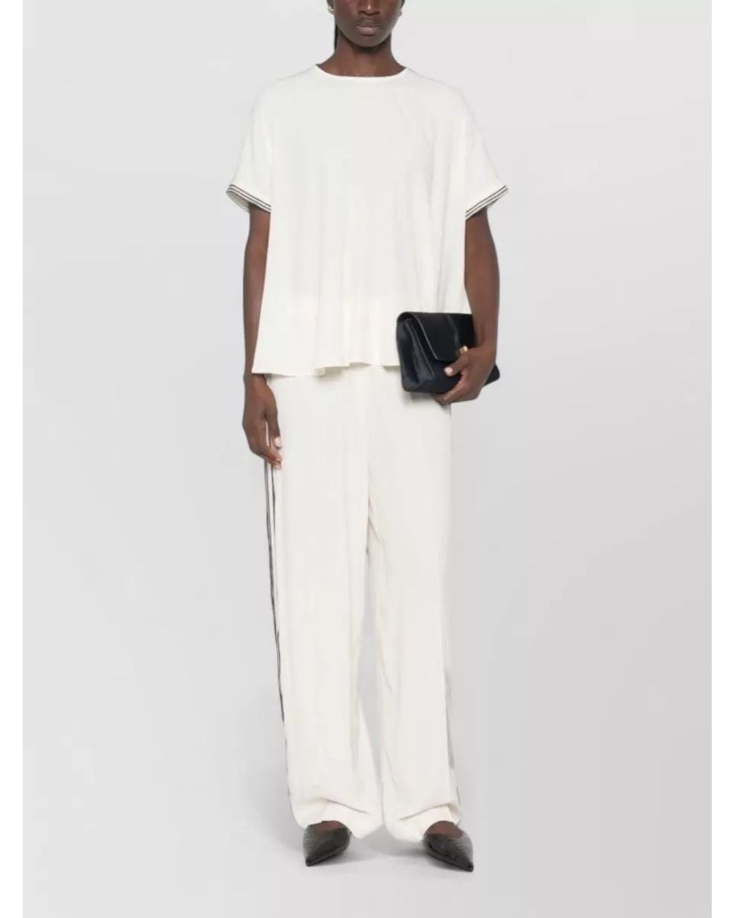 Fabiana Filippi Natural Silk Blend Wide-Leg Trousers