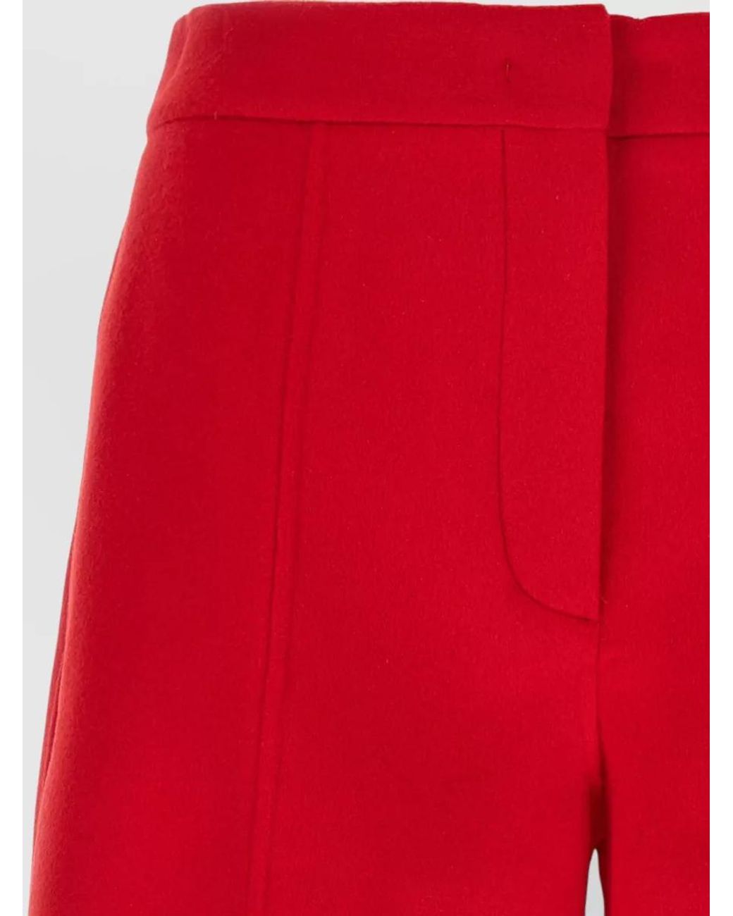 Sportmax Red Virgin Wool Low-Rise Cropped Shorts