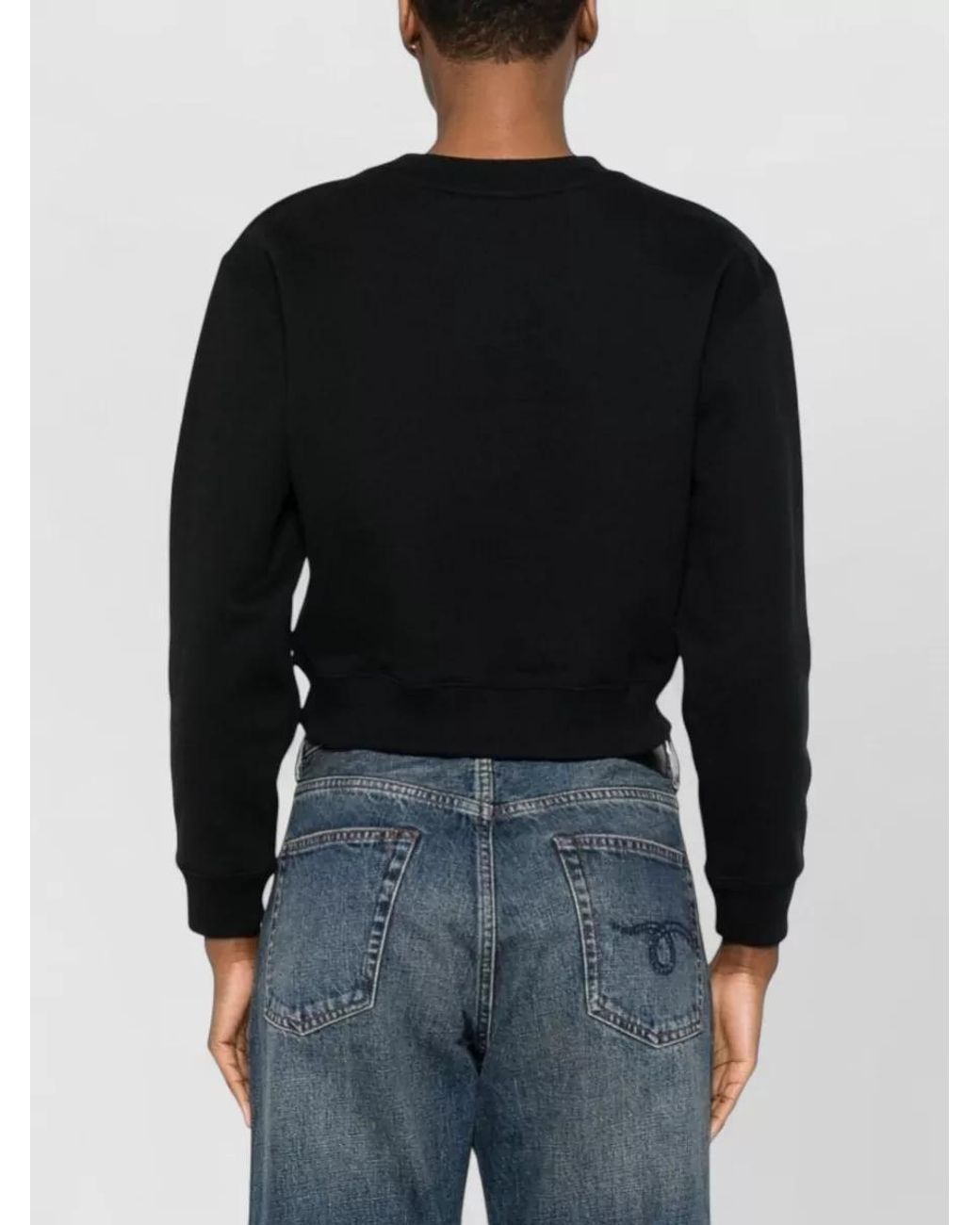 Maison Kitsuné Black Logo Cotton Cropped Sweatshirt