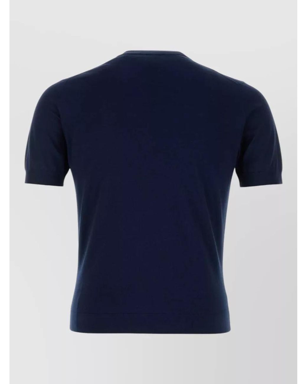 Prada Blue Cotton Crew-Neck Short-Sleeve Sweater for men