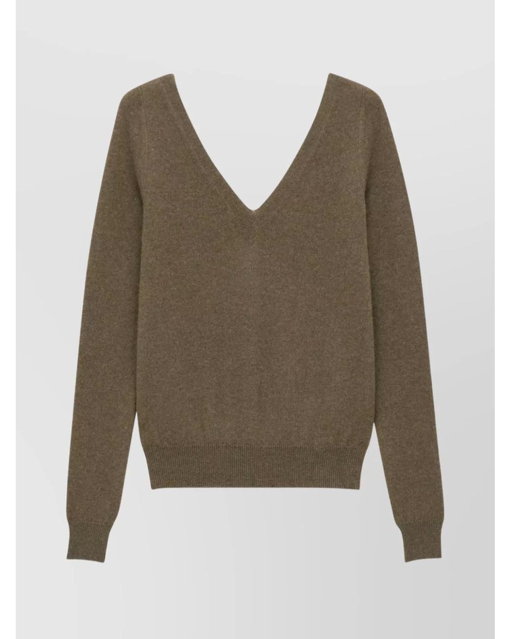 Saint Laurent Green Cashmere V-Neck Sweater