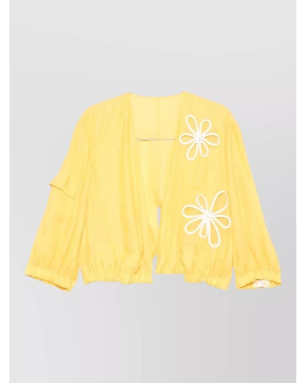 Fendi Yellow Silk Floral-Embroidered Blouson Jacket