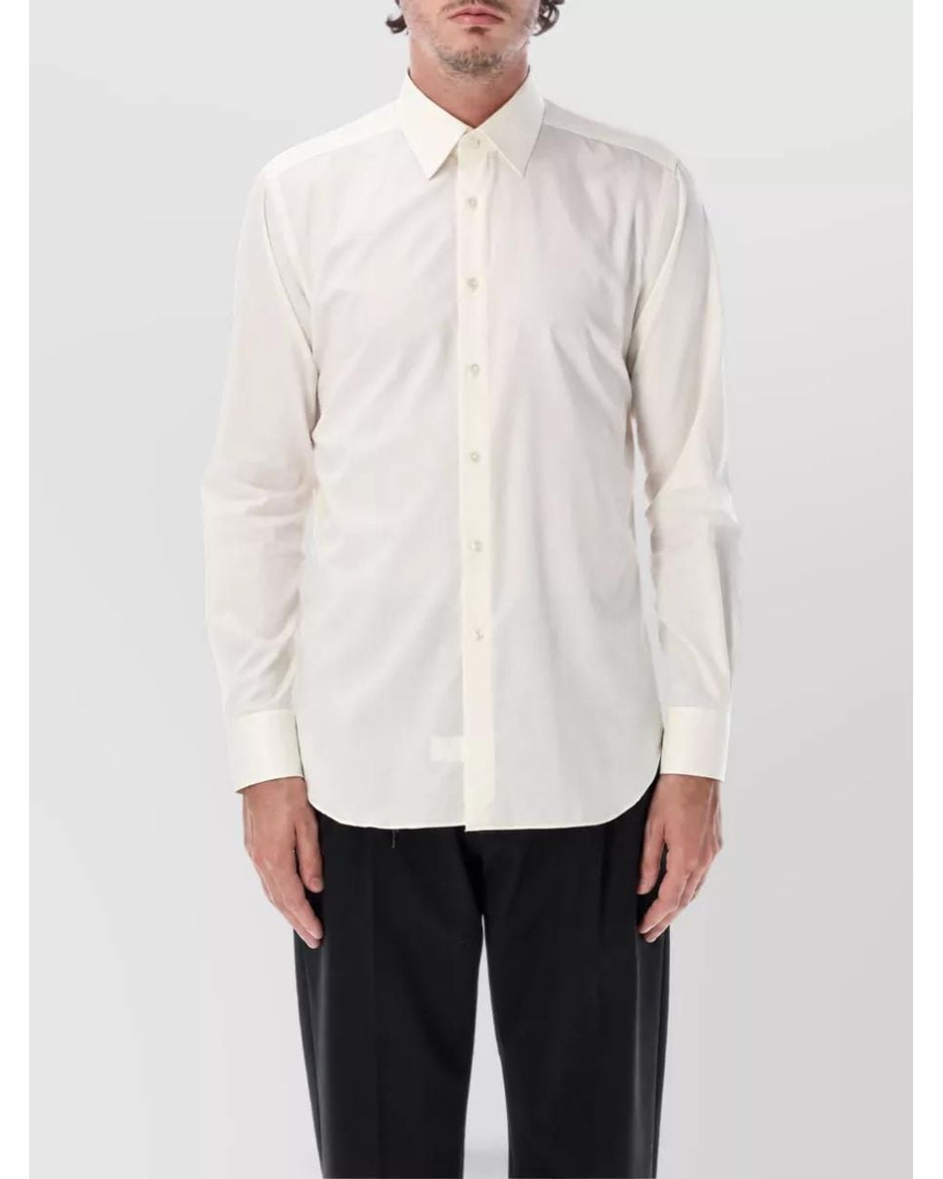 Xacus White Cotton Tailored Long-Sleeve Shirt for men