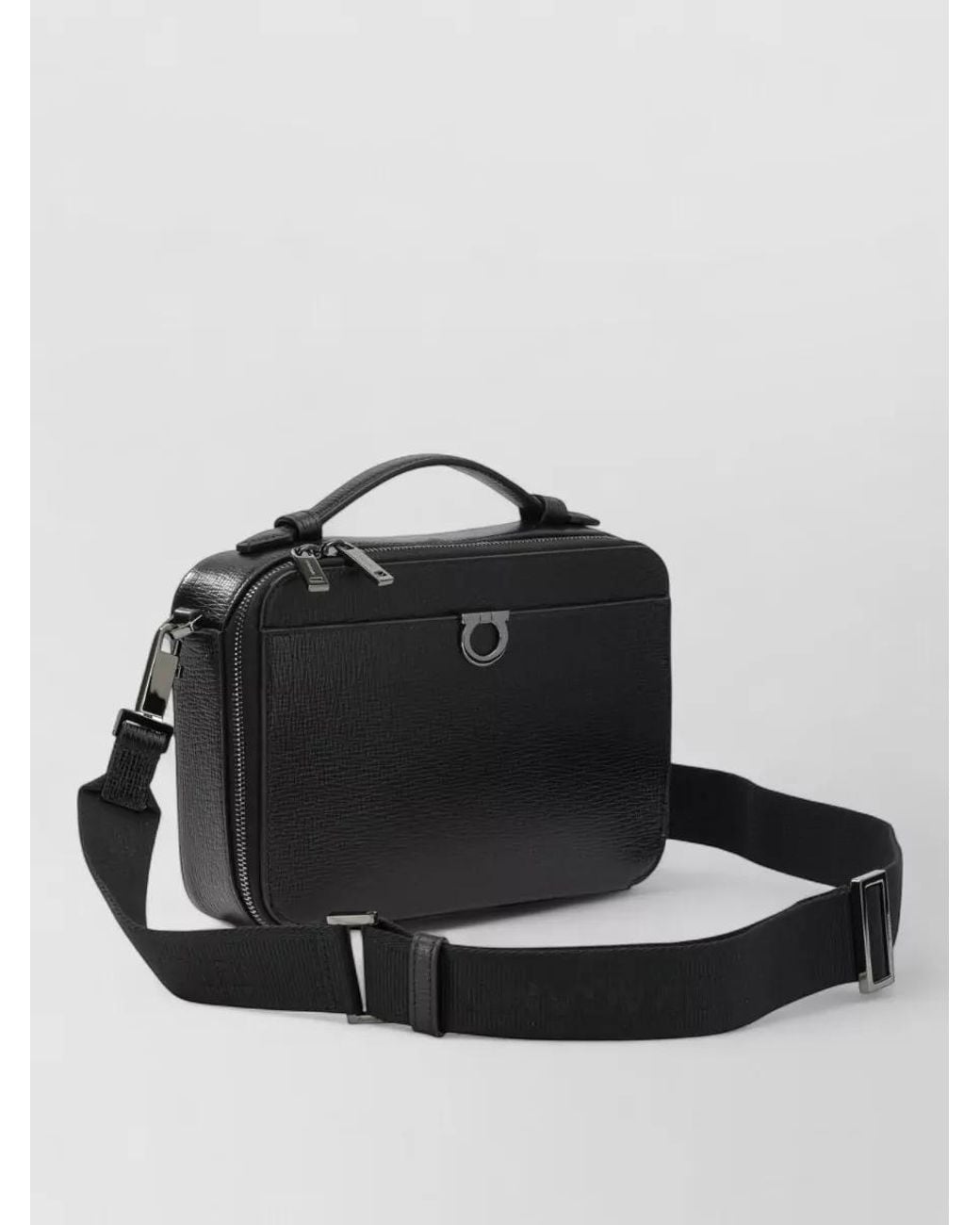 Ferragamo Black Leather Small Crossbody Bag for men