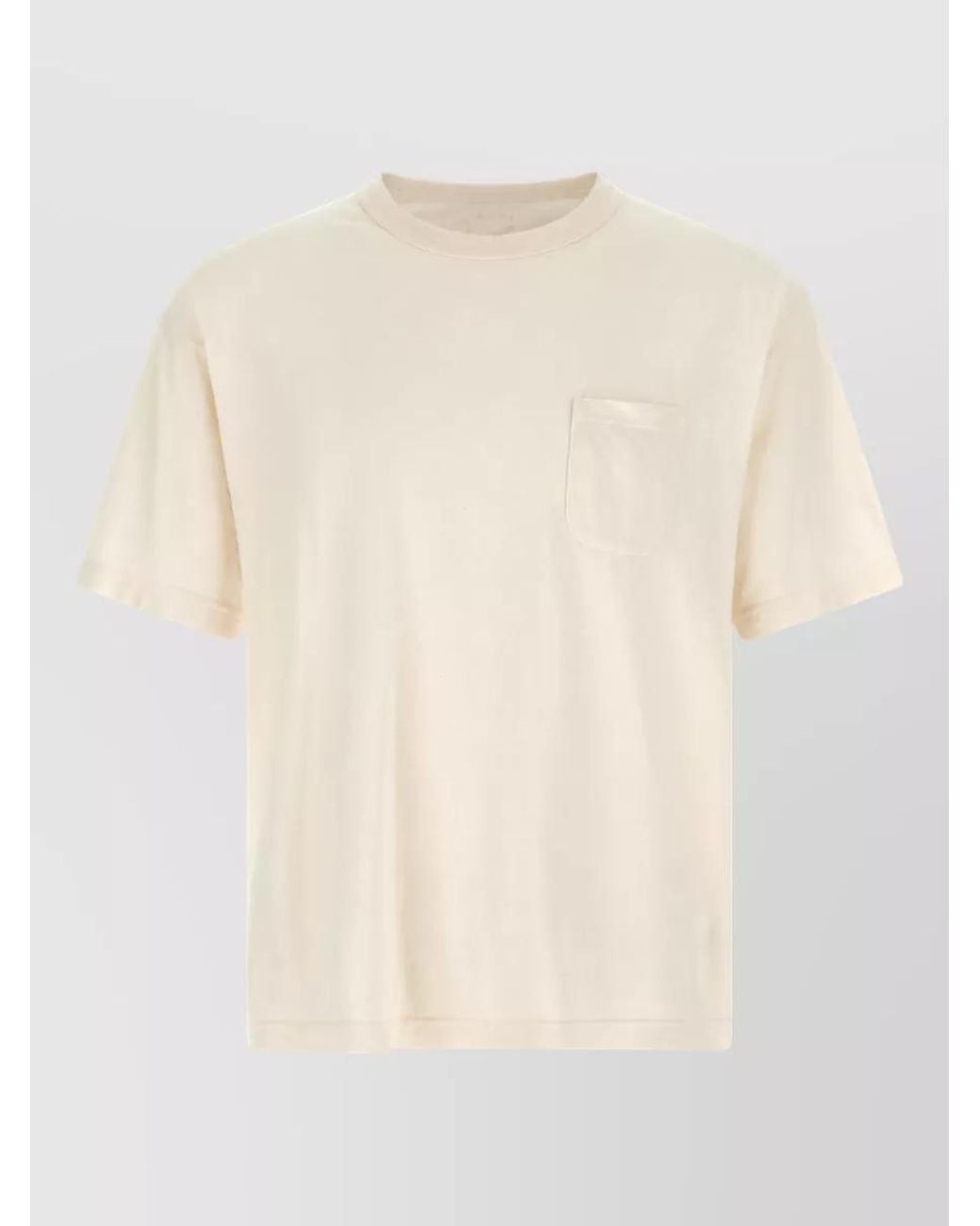Visvim Natural Wool Linen Ribbed Crew Neck Short Sleeve T-Shirt for men